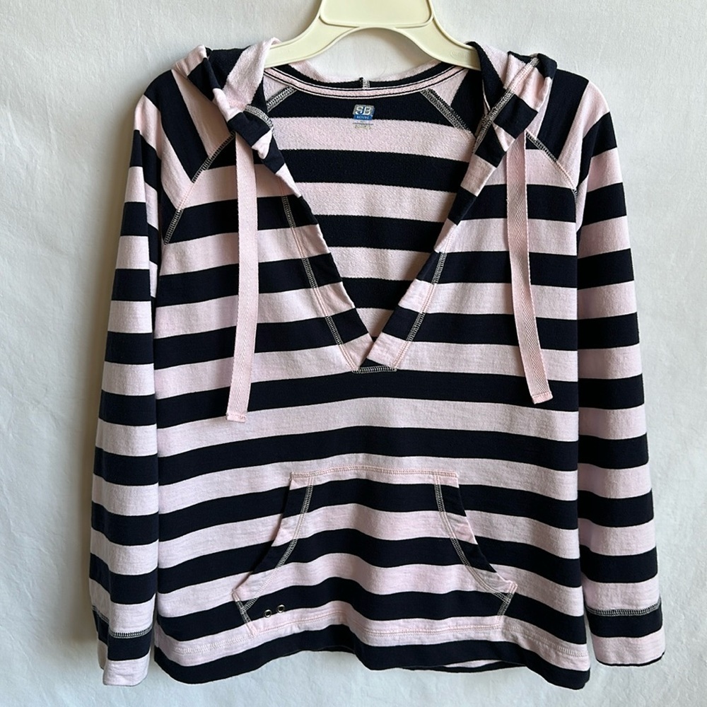 SJB Active pink and navy striped hooded top, size L
